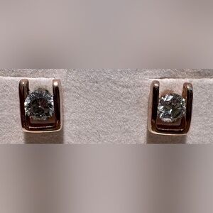 Gold & Crystal Bar Stud Earrings